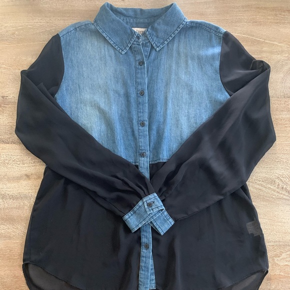 Decree Tops - Women’s Denim Button Down with Shear